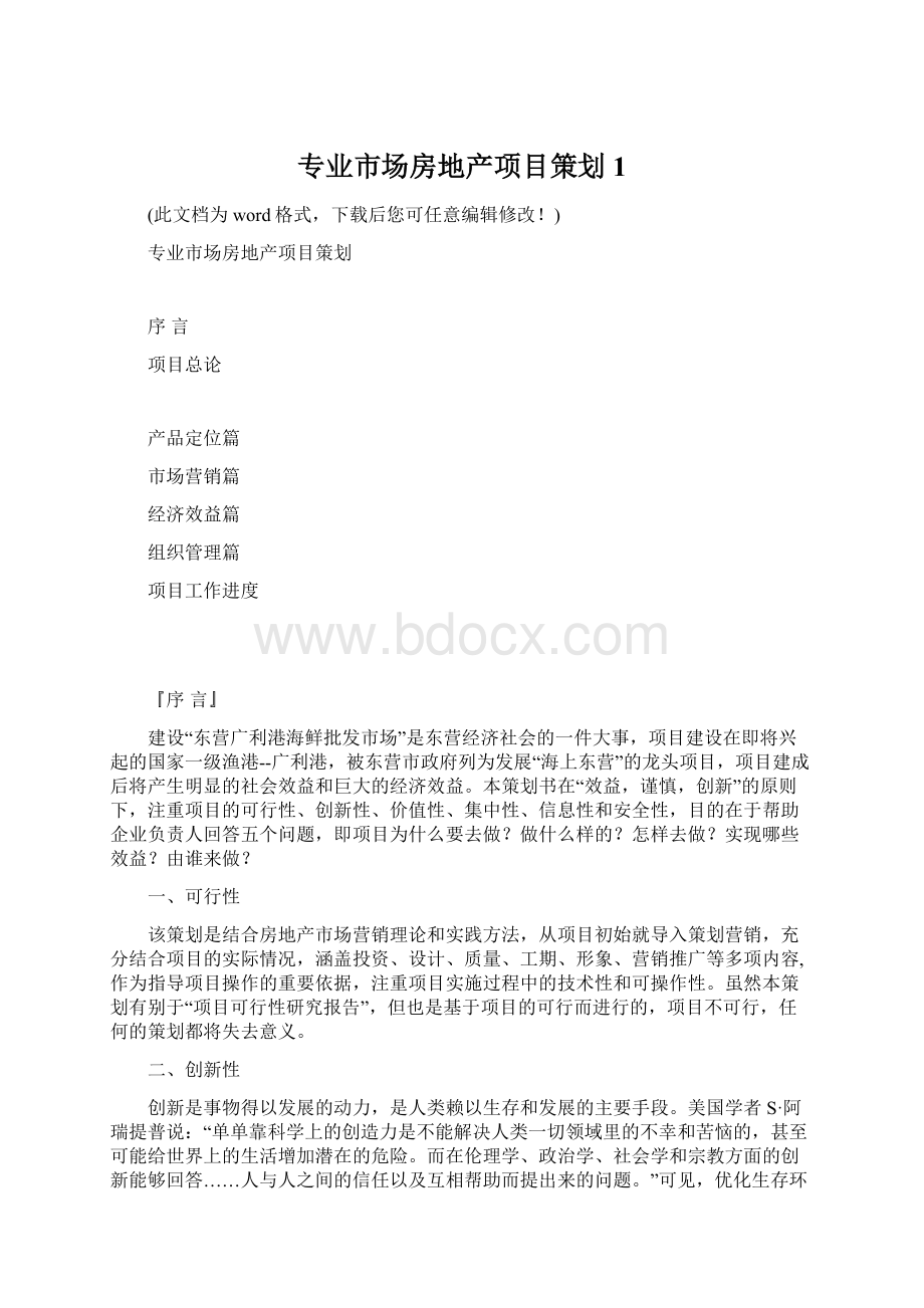 专业市场房地产项目策划1Word格式文档下载.docx