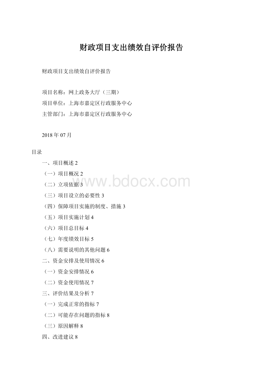 财政项目支出绩效自评价报告Word文件下载.docx