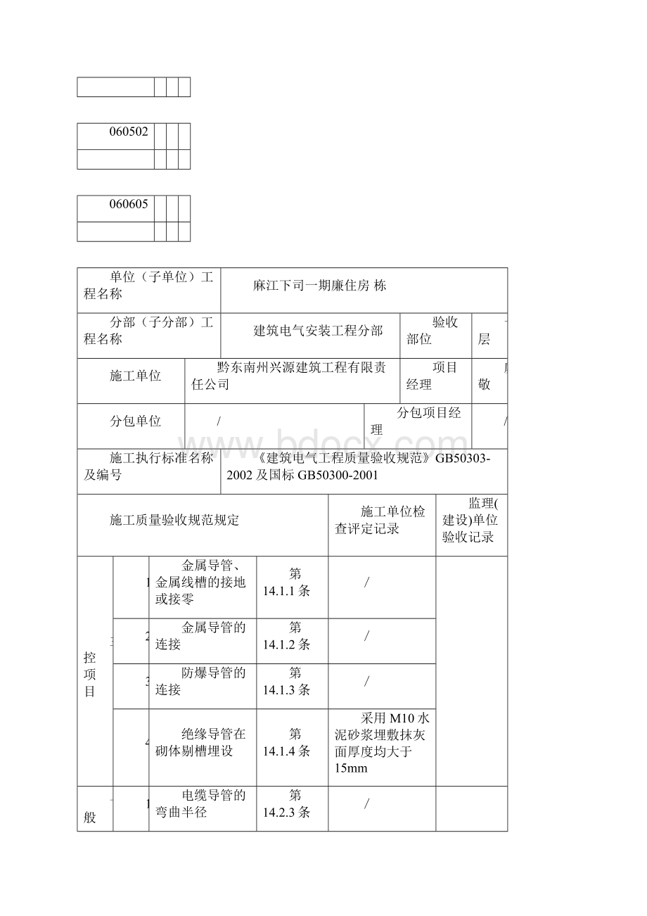 电线导管电缆导管和线槽敷设检验批质量验收记录表060304ⅰ.docx_第2页