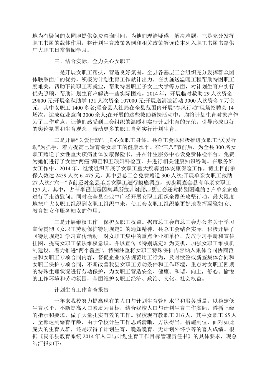 总工会计划生育工作自查报告Word格式.docx_第2页