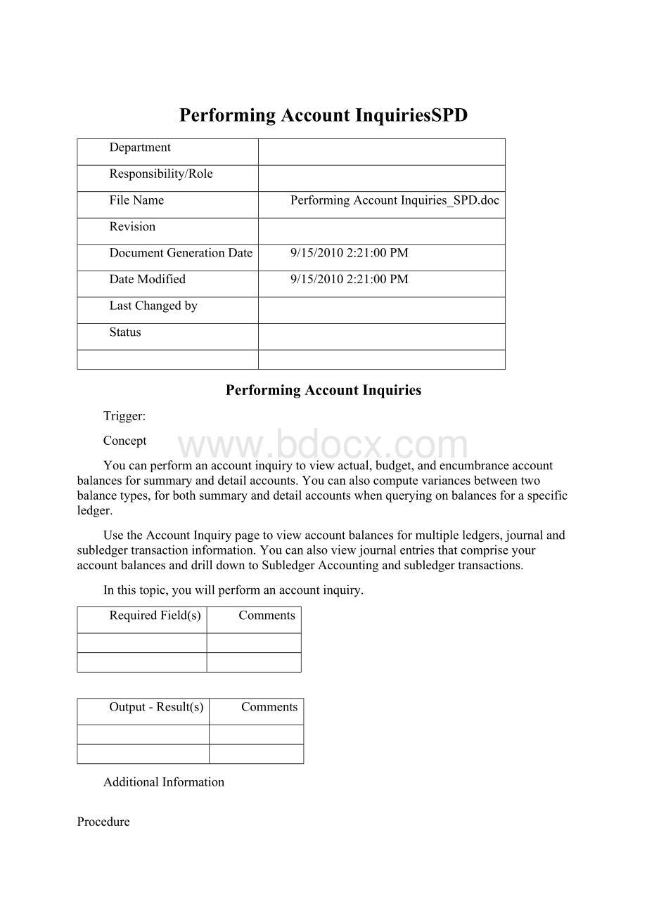 Performing Account InquiriesSPDWord格式.docx
