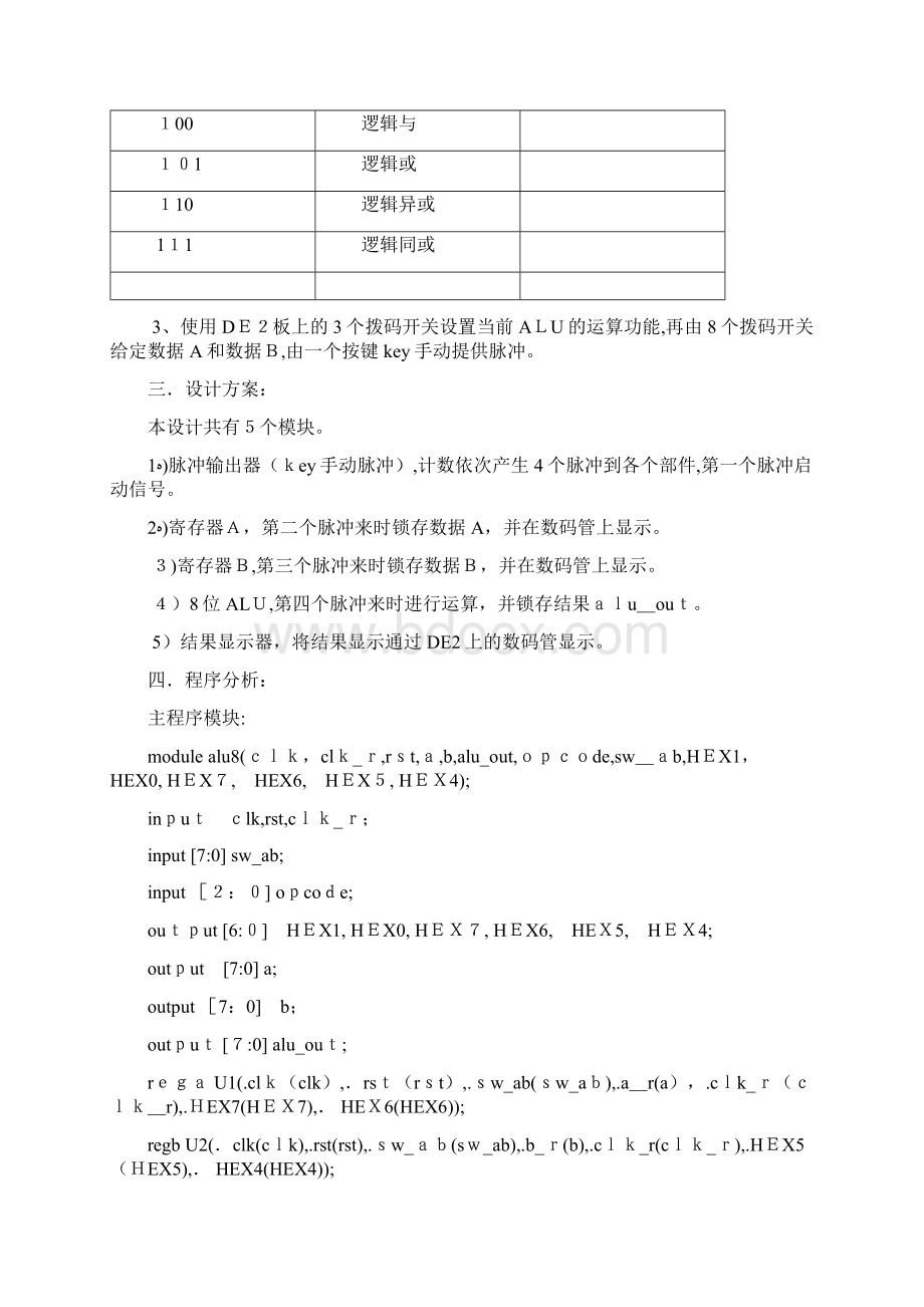 8位ALU算术逻辑单元verilog语言Word文件下载.docx_第2页