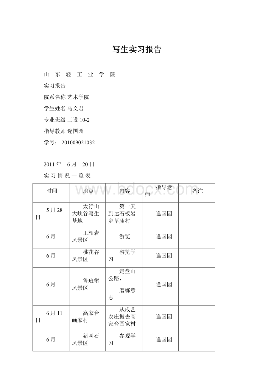 写生实习报告文档格式.docx