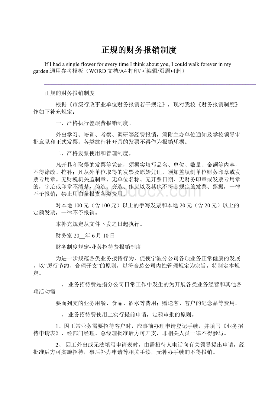 正规的财务报销制度Word文档格式.docx