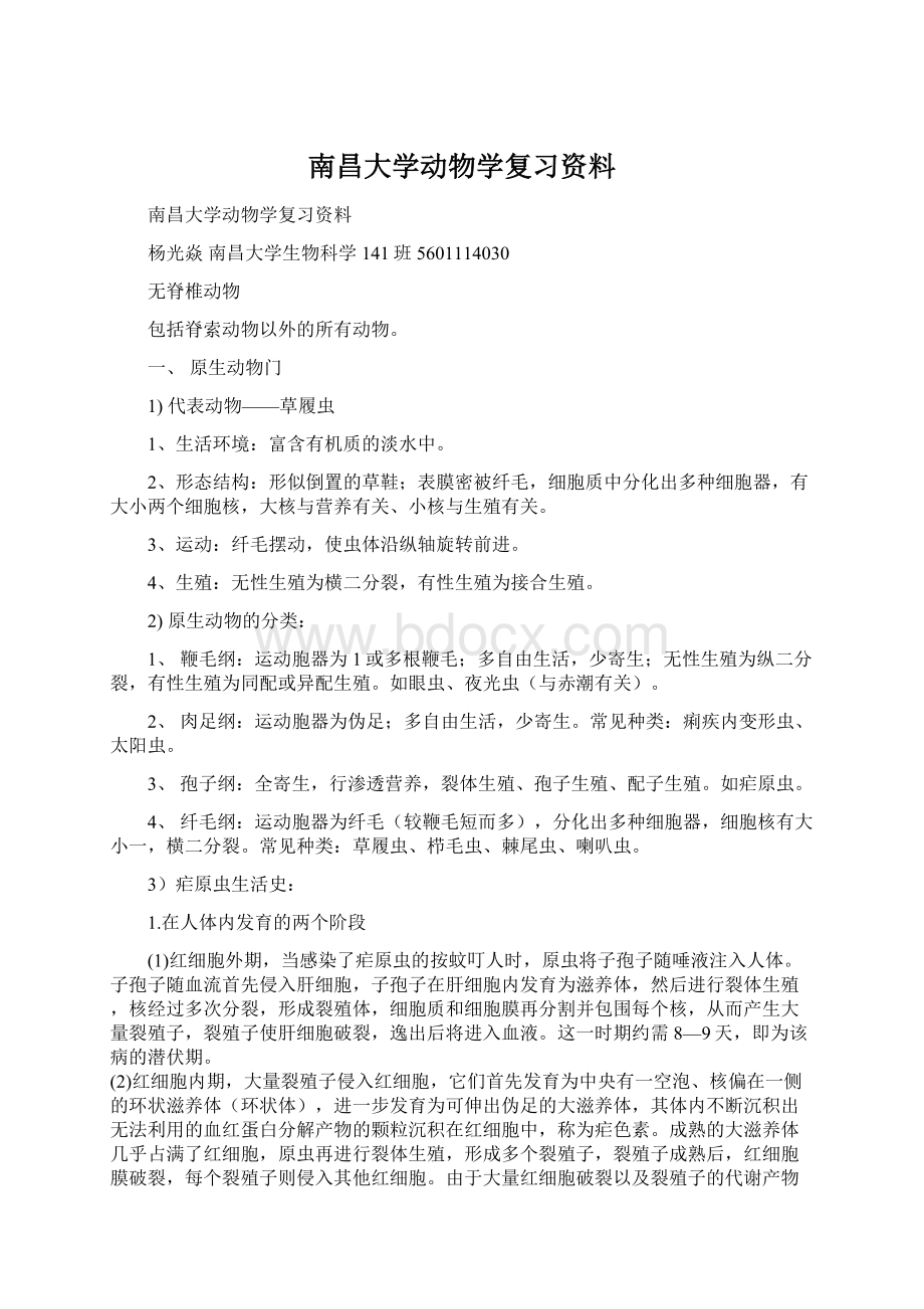 南昌大学动物学复习资料Word格式文档下载.docx