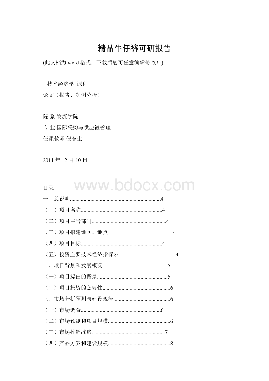 精品牛仔裤可研报告.docx