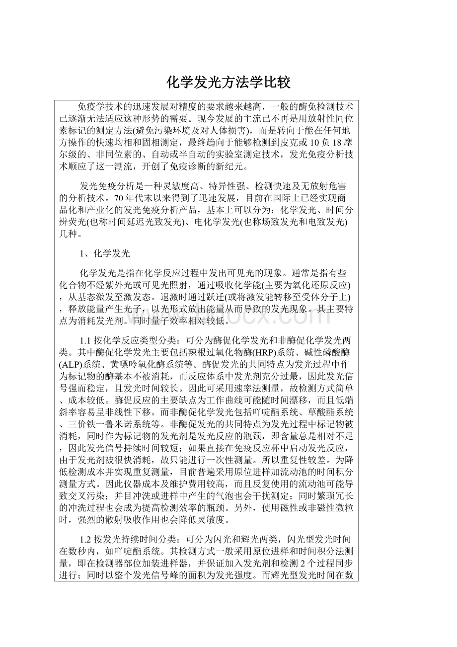 化学发光方法学比较文档格式.docx