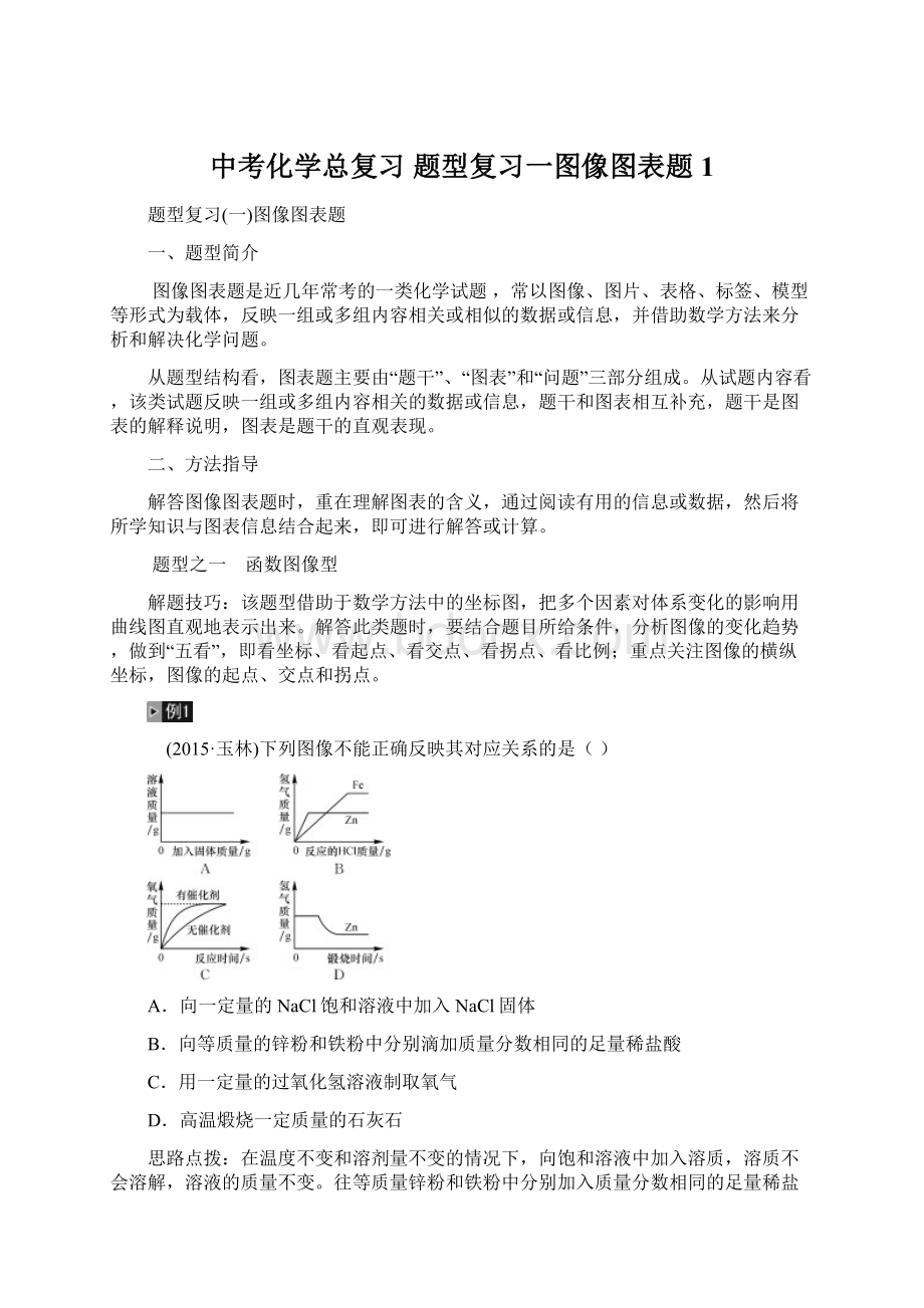 中考化学总复习 题型复习一图像图表题1.docx_第1页