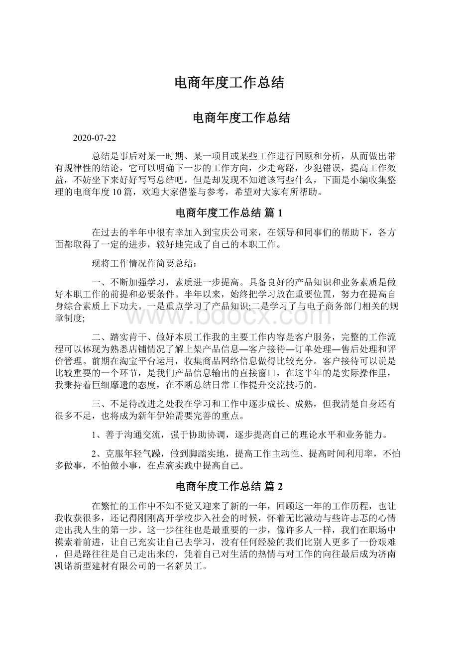 电商年度工作总结文档格式.docx