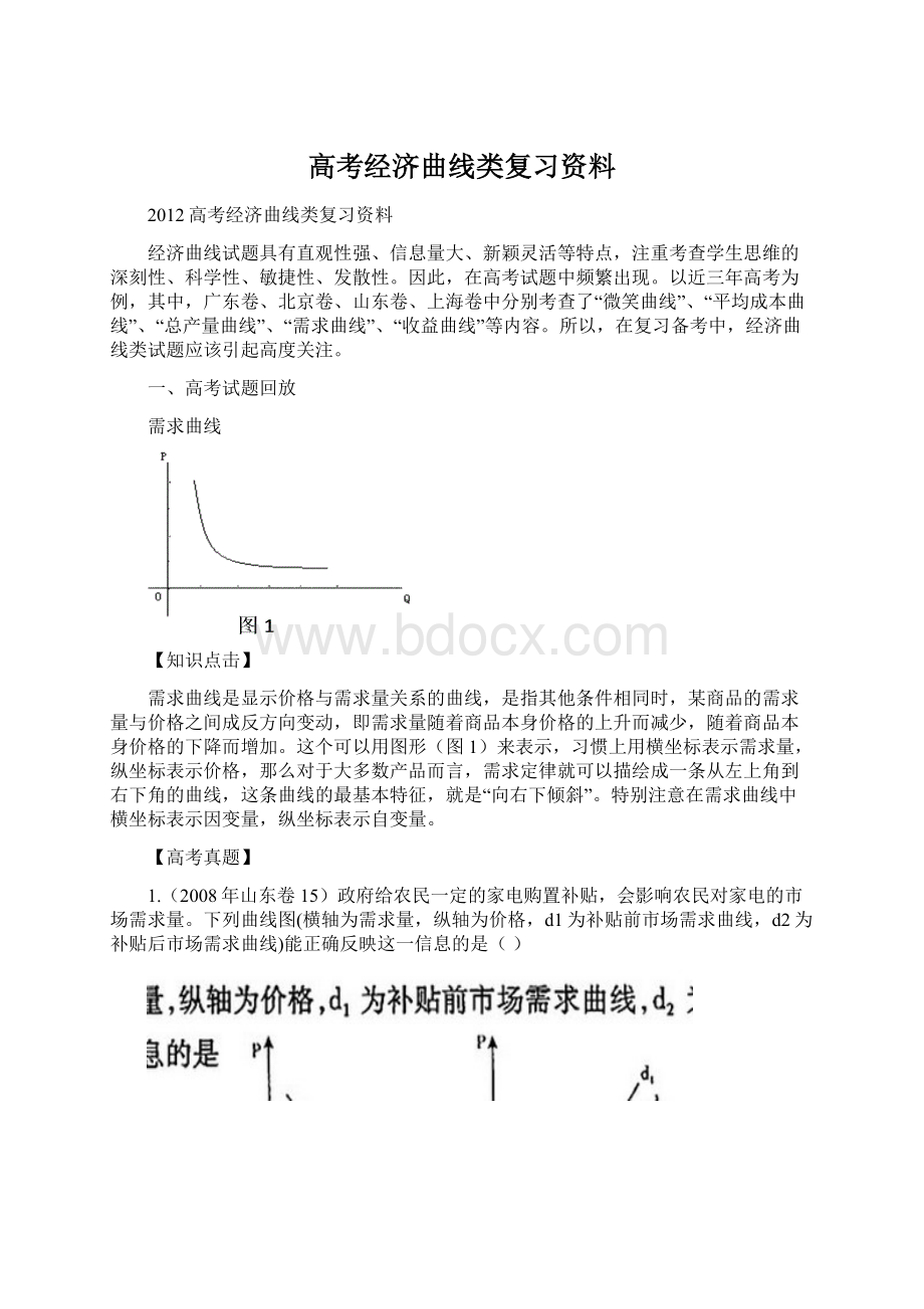 高考经济曲线类复习资料Word格式文档下载.docx