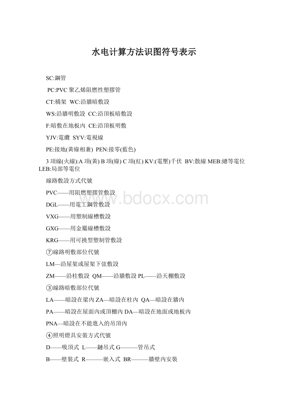 水电计算方法识图符号表示.docx