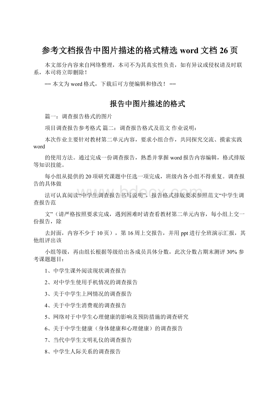 参考文档报告中图片描述的格式精选word文档 26页.docx