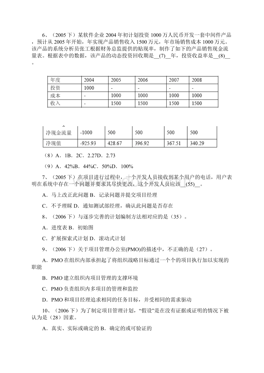 历年项目管理部分试题.docx_第2页