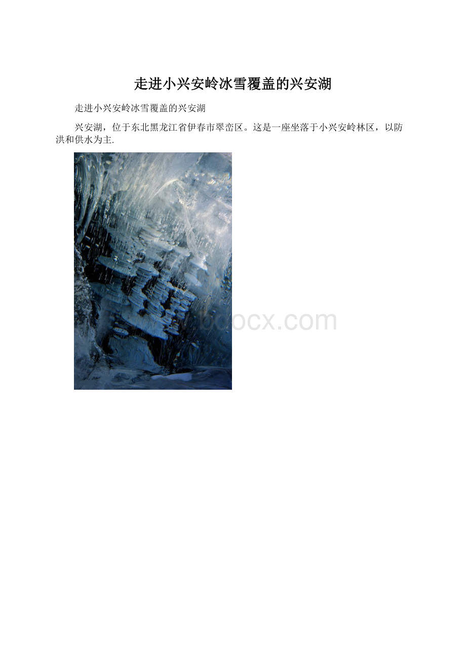 走进小兴安岭冰雪覆盖的兴安湖.docx_第1页