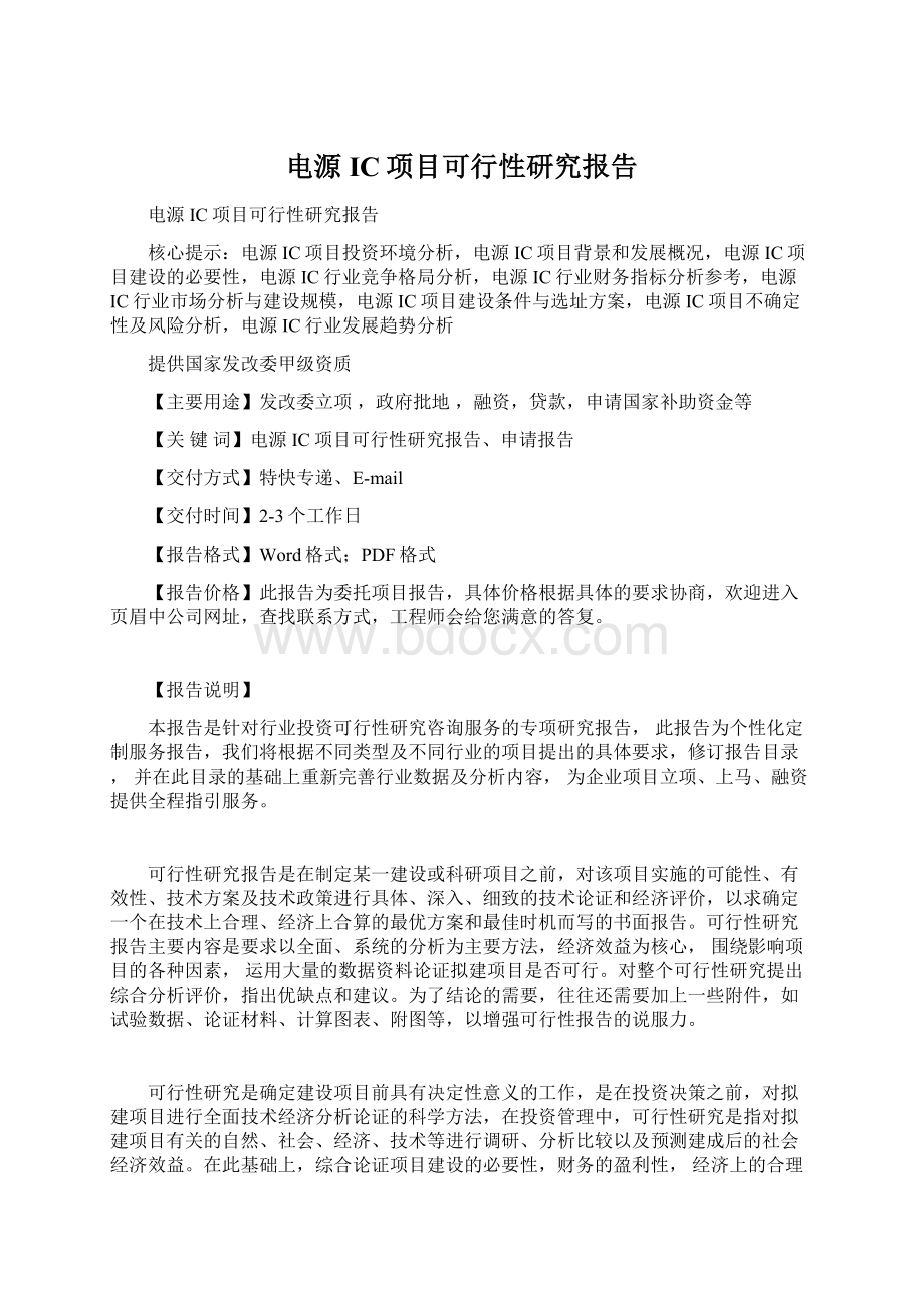 电源IC项目可行性研究报告Word文档格式.docx