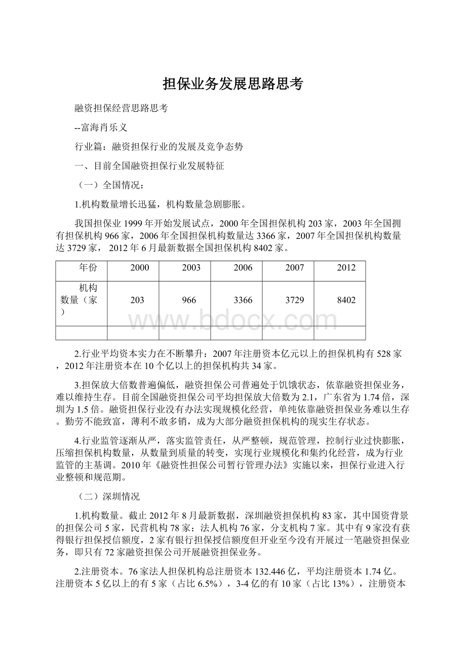 担保业务发展思路思考Word格式文档下载.docx