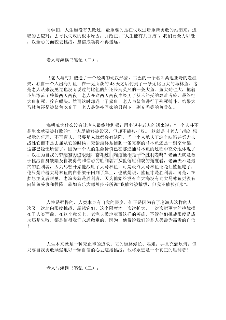 老人与海读书笔记20篇Word下载.docx_第2页