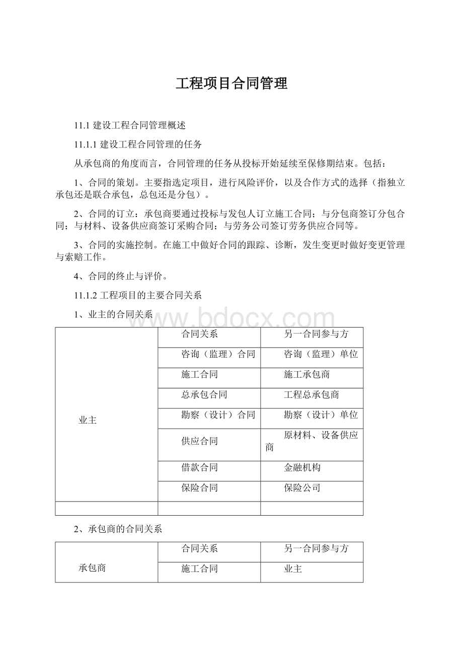 工程项目合同管理Word格式文档下载.docx