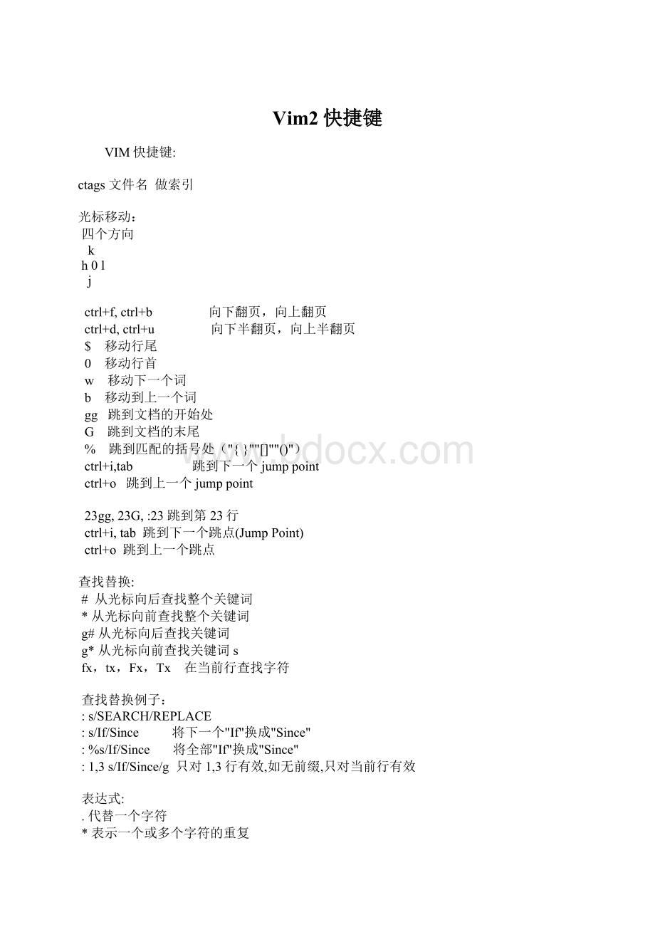 Vim2快捷键文档格式.docx_第1页