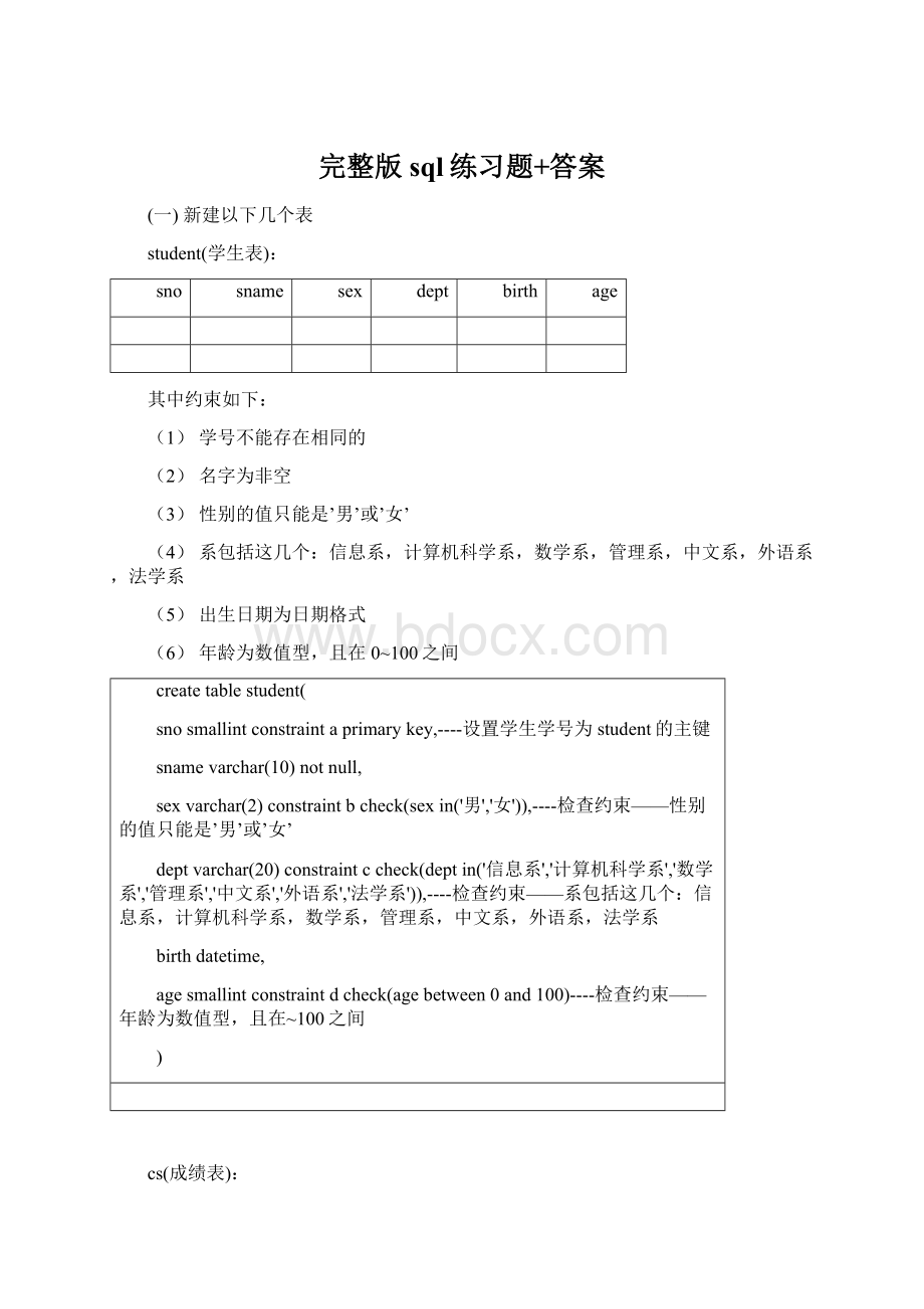 完整版sql练习题+答案.docx_第1页