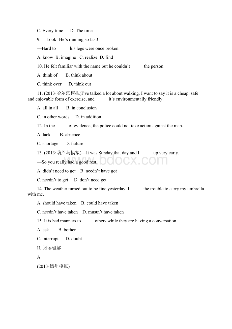 复习方略版高考英语外研版通用课时作业三十一 选修6 Module 1 Small Talk含答案.docx_第2页