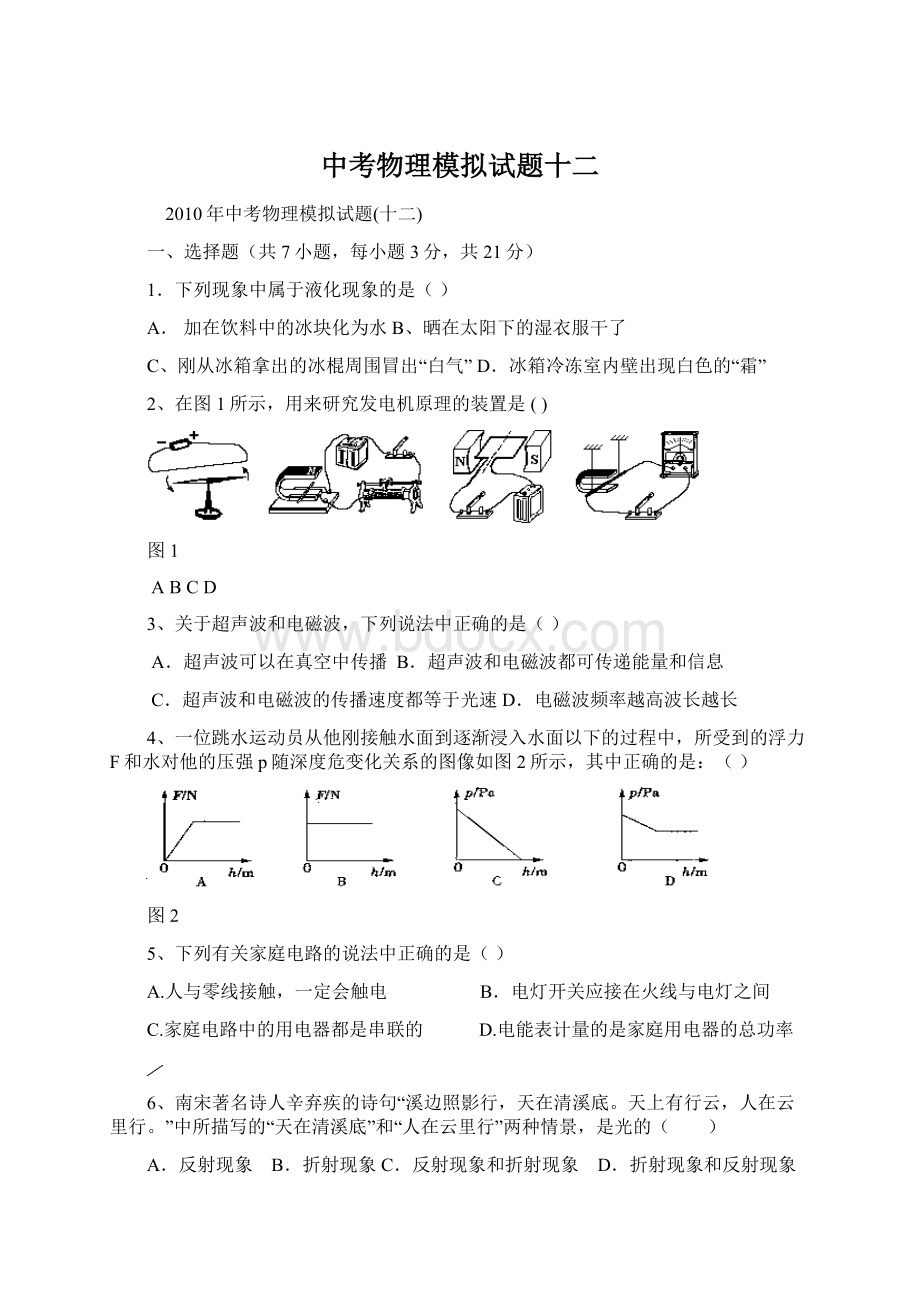 中考物理模拟试题十二.docx_第1页