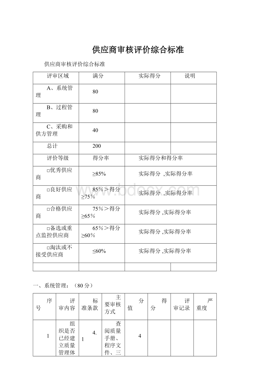 供应商审核评价综合标准.docx_第1页