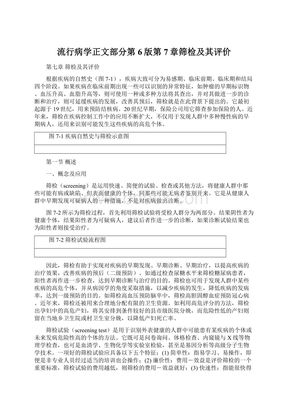 流行病学正文部分第6版第7章筛检及其评价Word文档下载推荐.docx