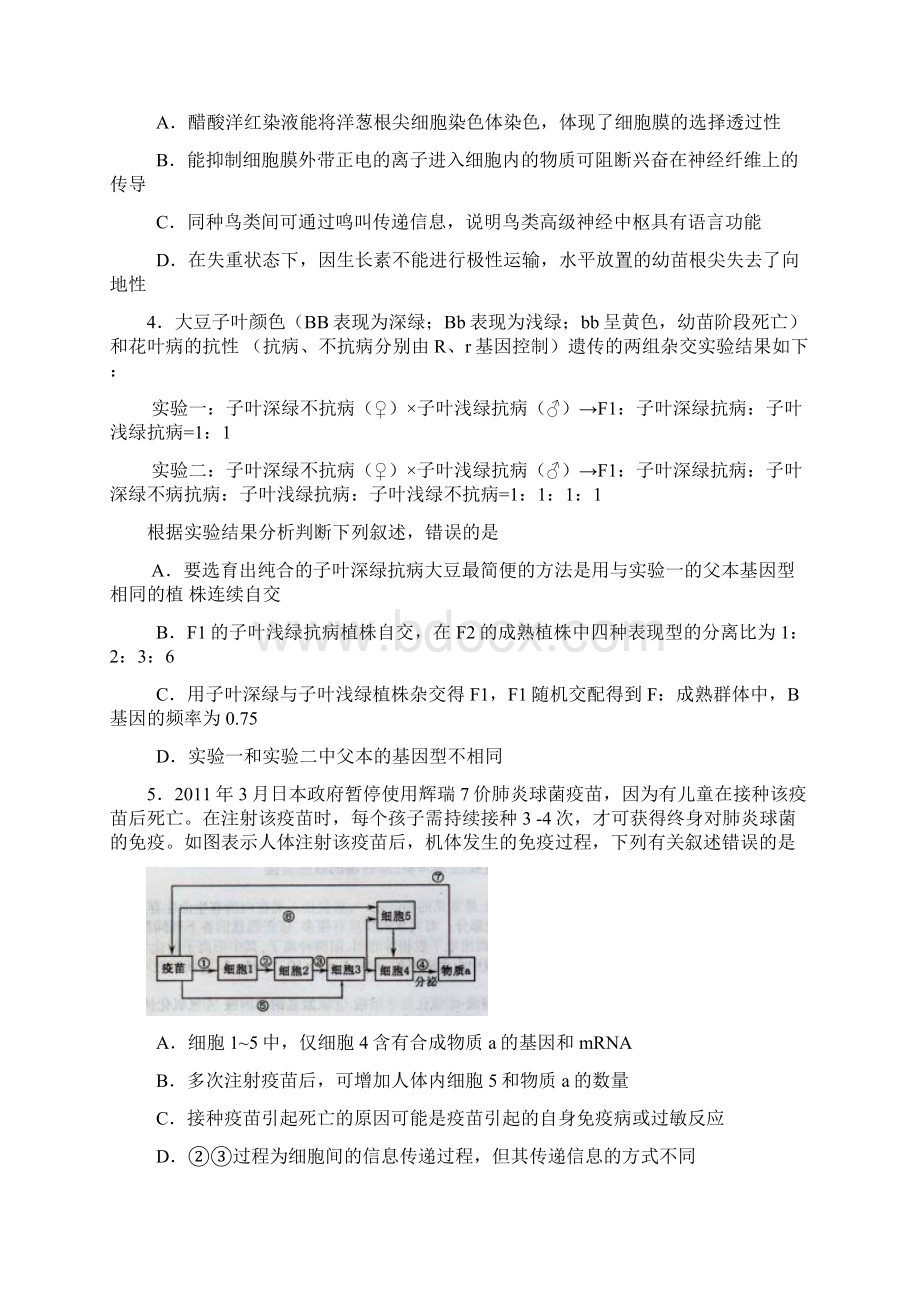 黄冈市高三年级份质量检测理综文档格式.docx_第2页