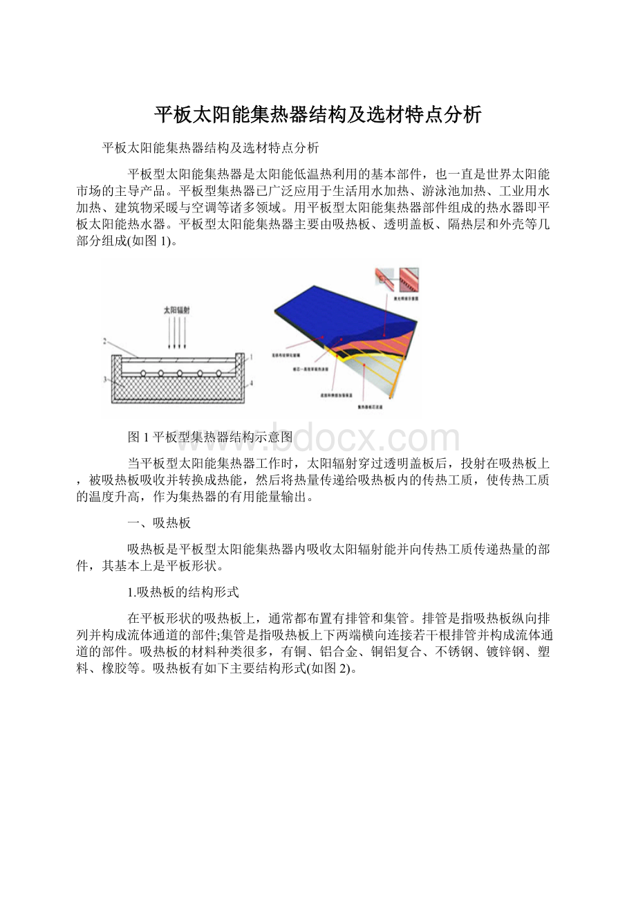 平板太阳能集热器结构及选材特点分析.docx_第1页