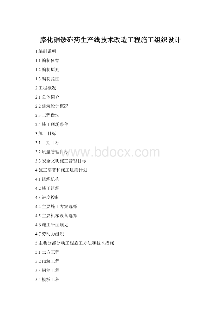 膨化硝铵砟药生产线技术改造工程施工组织设计.docx_第1页