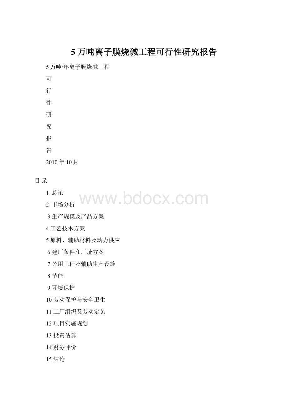 5万吨离子膜烧碱工程可行性研究报告.docx