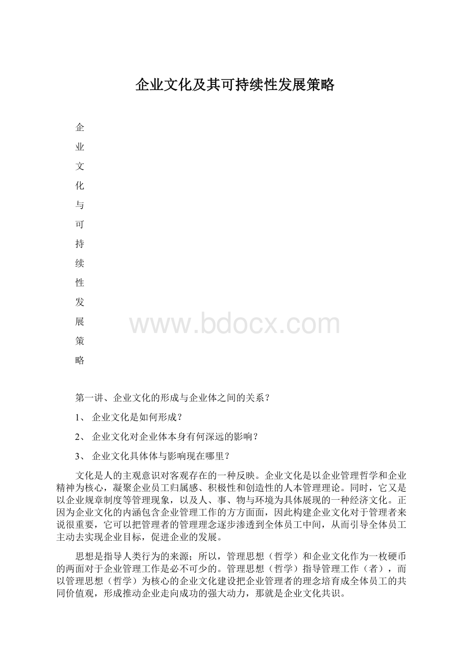 企业文化及其可持续性发展策略文档格式.docx_第1页