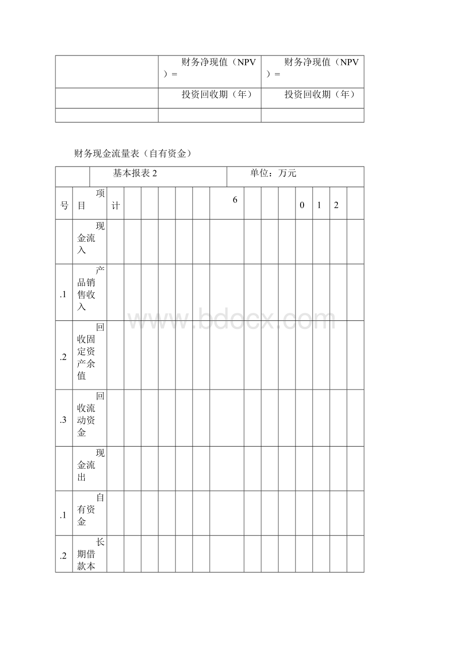 项目可行性研究报告财务报表模板文档格式.docx_第3页