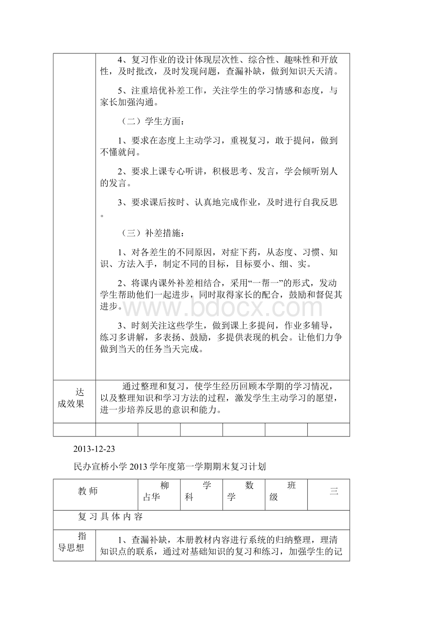 民办宣桥小学学年度第一学期期末复习计划.docx_第3页