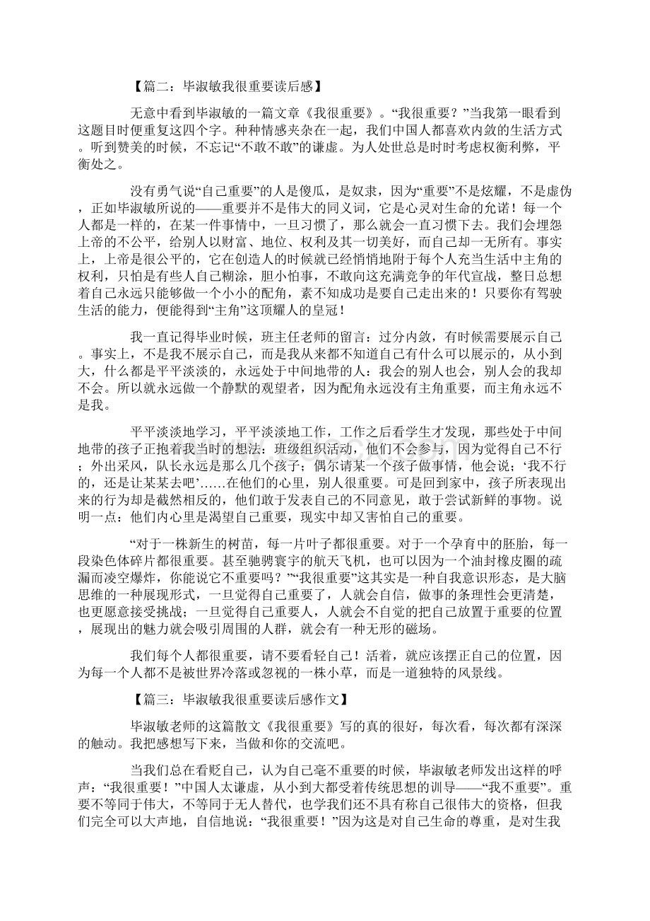 毕淑敏我很重要读后感八篇文档格式.docx_第2页