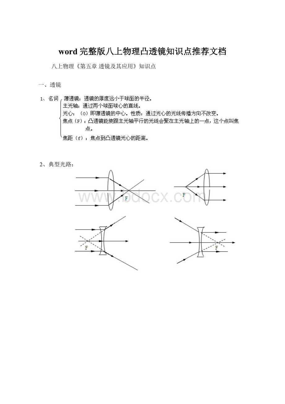 word完整版八上物理凸透镜知识点推荐文档Word文件下载.docx