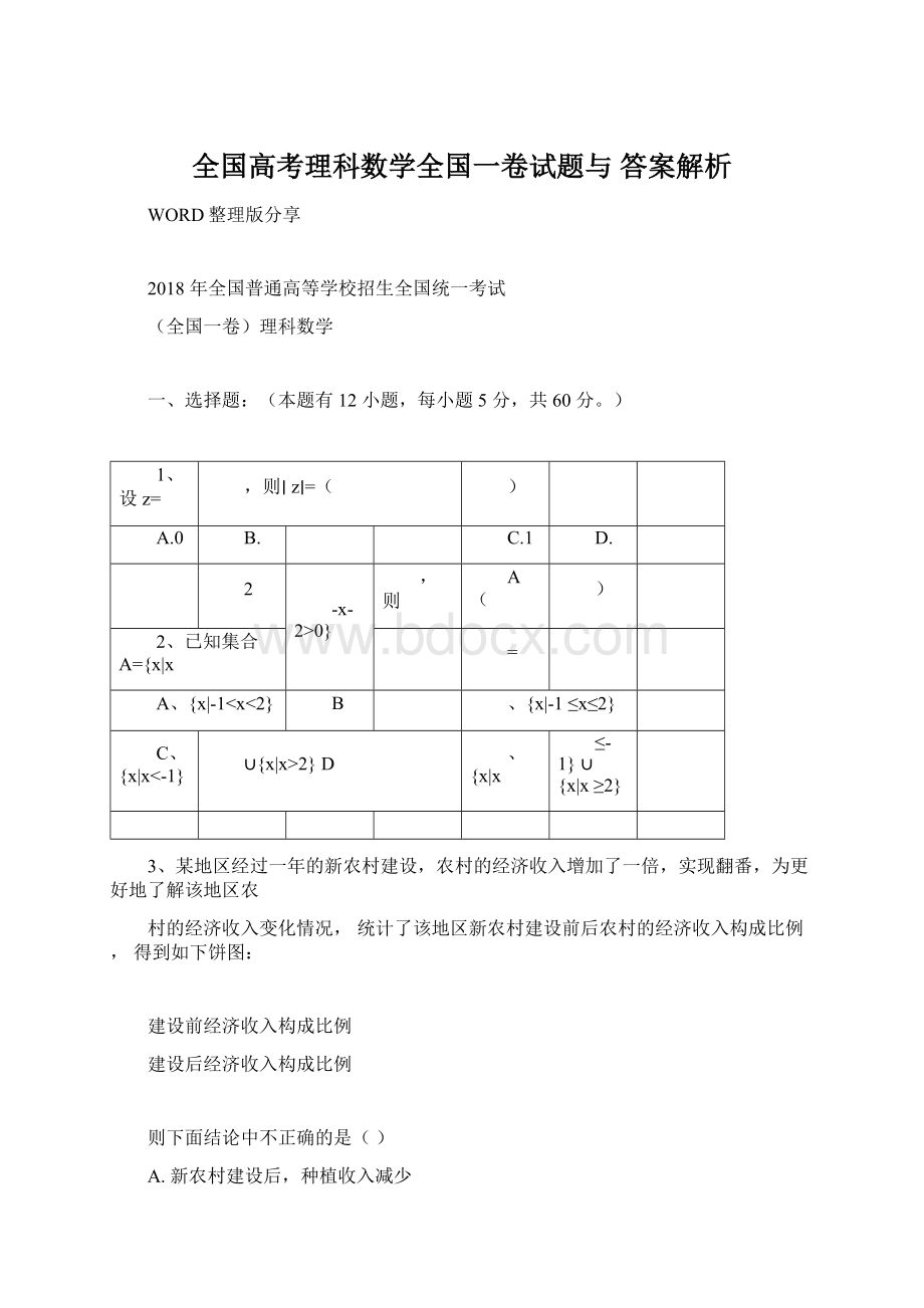 全国高考理科数学全国一卷试题与 答案解析.docx_第1页