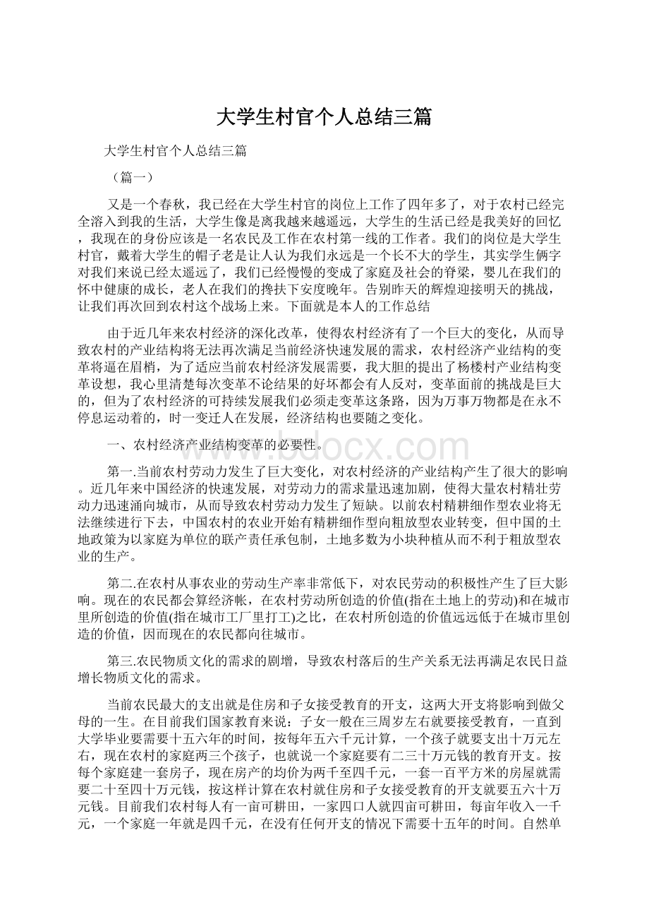 大学生村官个人总结三篇.docx_第1页