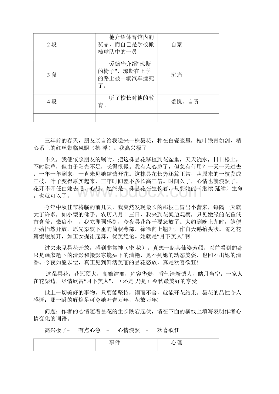 语文小升初阅读真题技巧精讲考点二梳理情节情感部编版有解析Word文件下载.docx_第3页