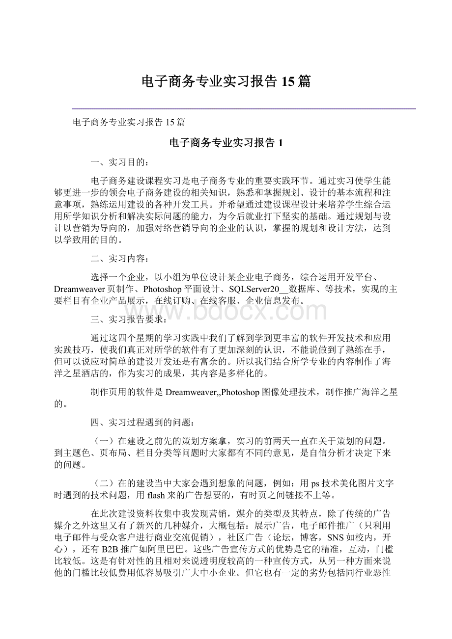 电子商务专业实习报告15篇.docx