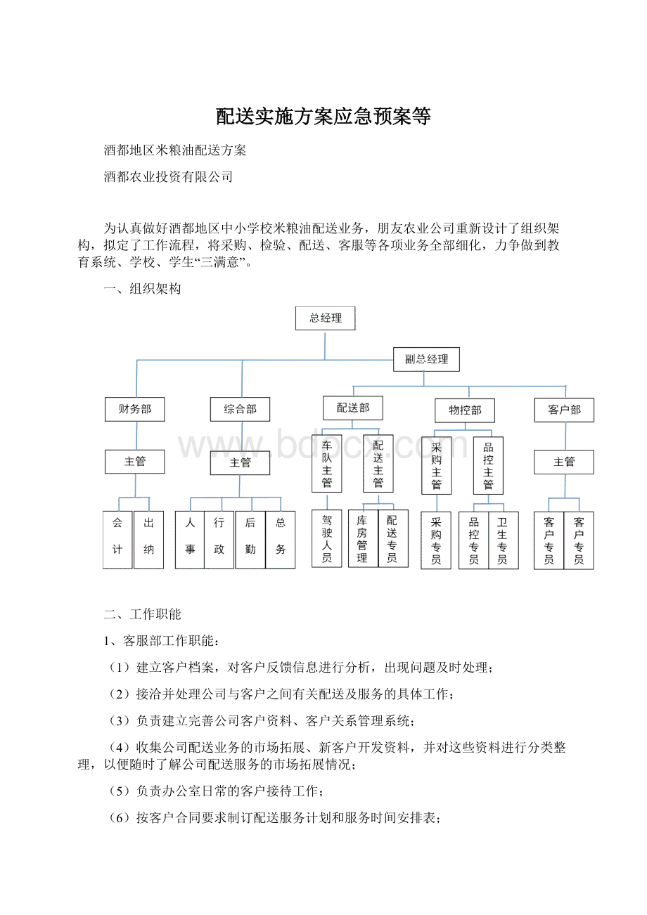 配送实施方案应急预案等Word文档下载推荐.docx