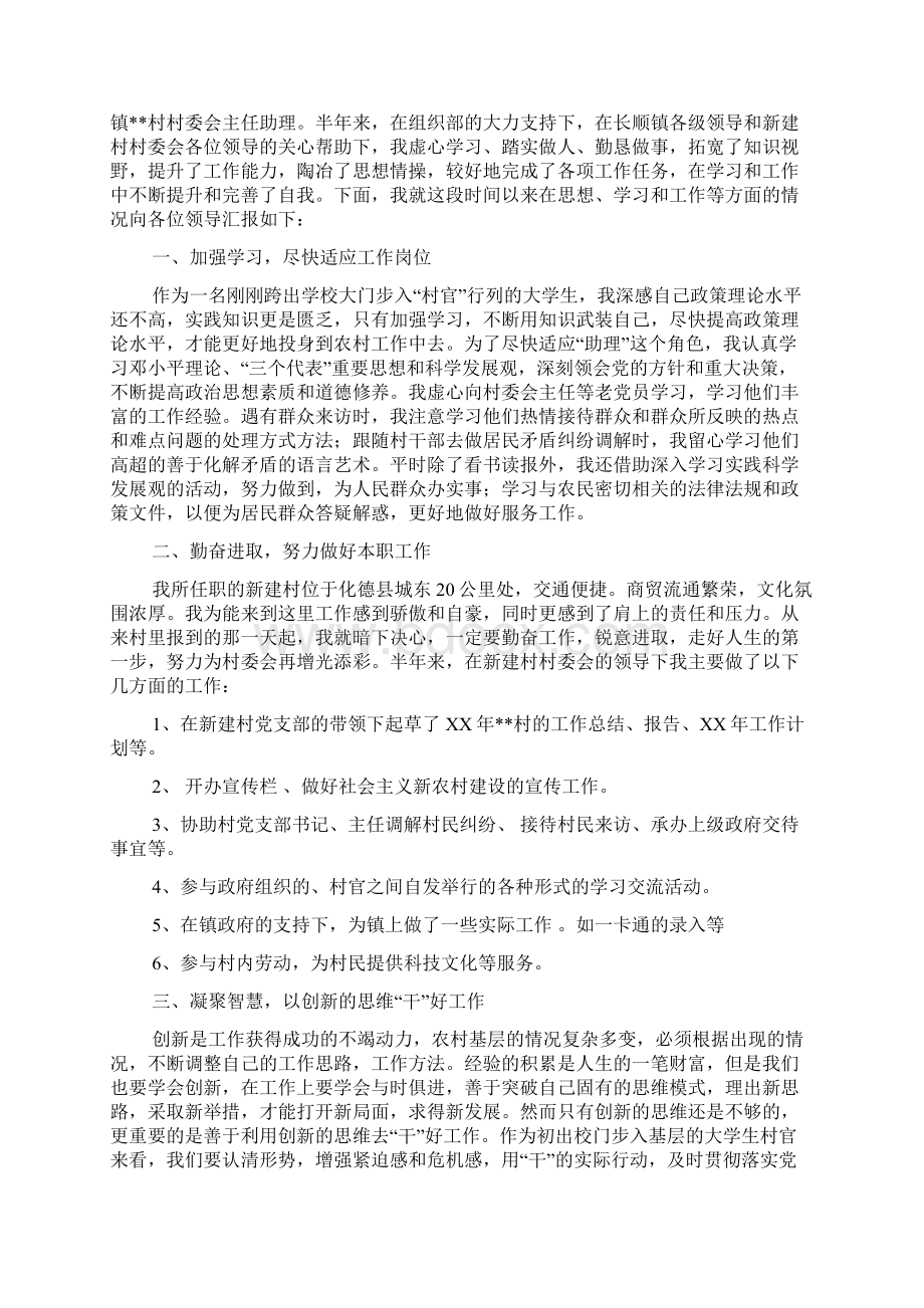 村委会主任助理月份个人工作总结Word格式文档下载.docx_第2页