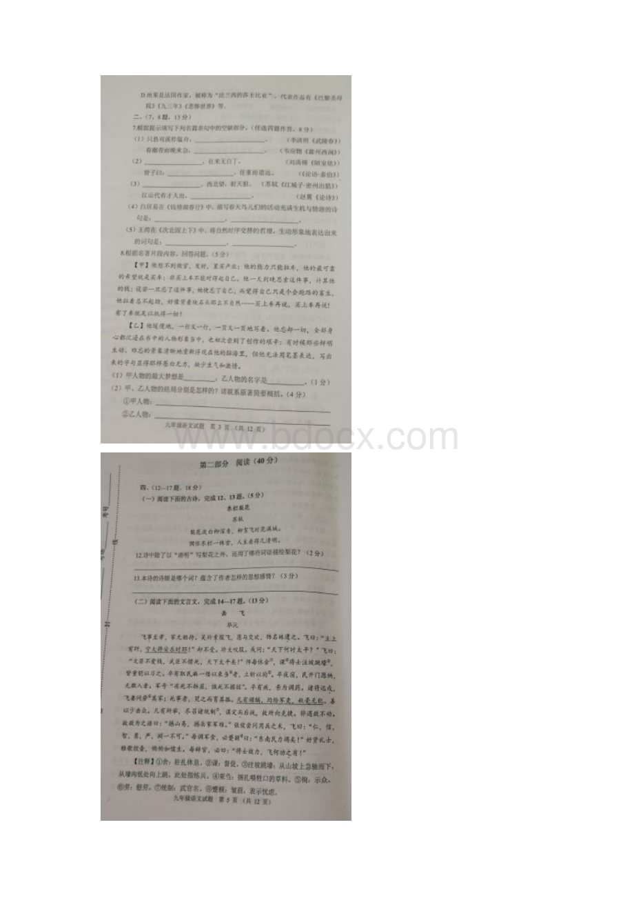 山东省寿光市届九年级语文学业水平模拟考试试题扫描版Word文件下载.docx_第3页