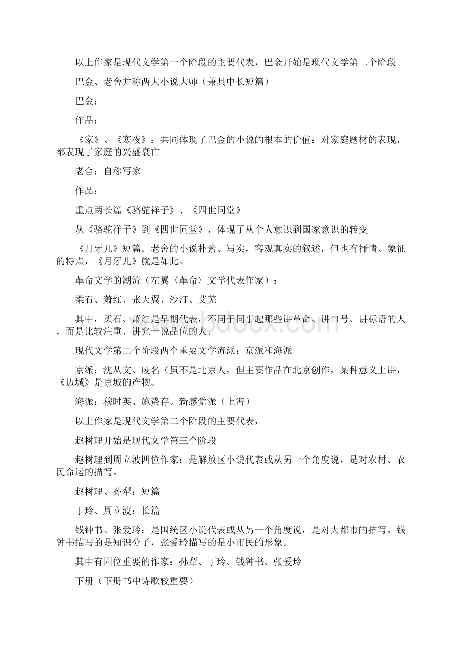 中国现代文学作品选总结64页Word格式.docx_第2页