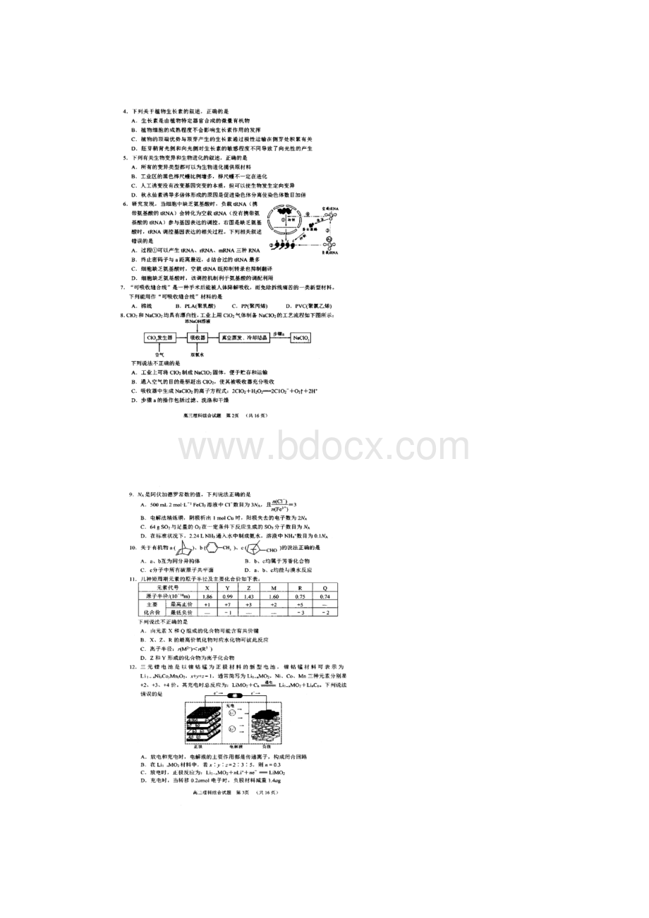 届山东省日照市高三模拟理科综合试题 扫描版Word文档下载推荐.docx_第2页