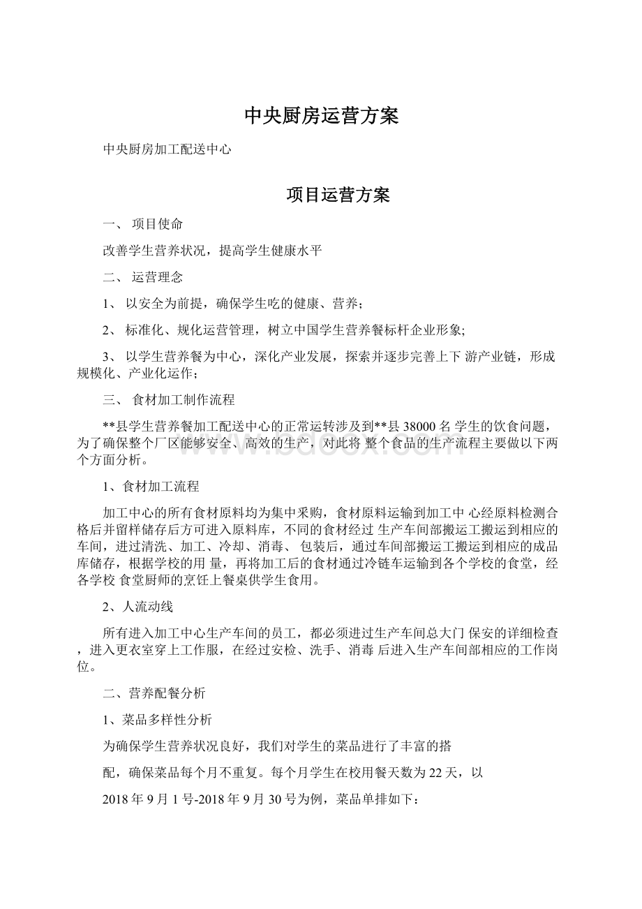 中央厨房运营方案Word文档格式.docx