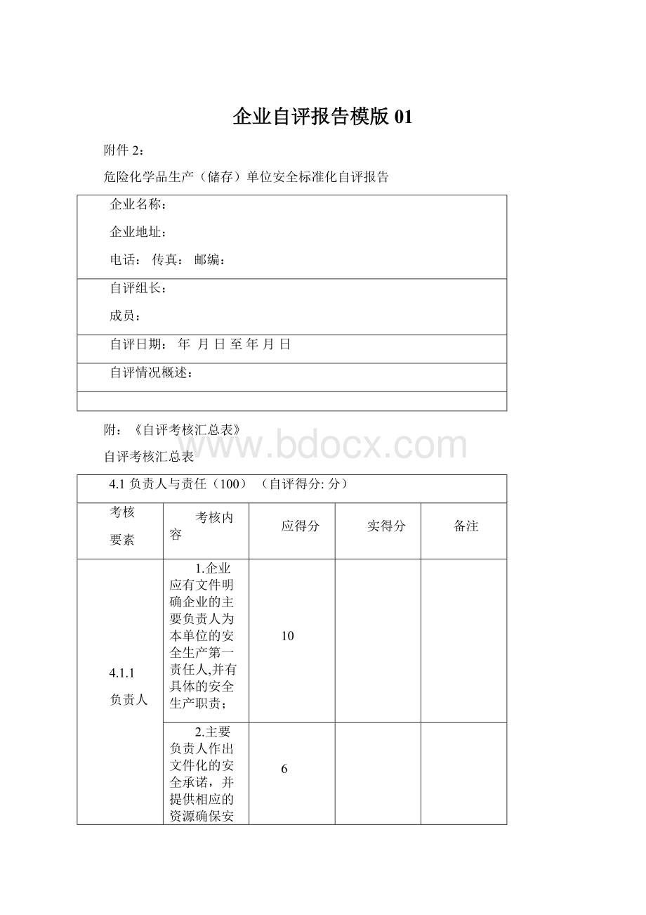 企业自评报告模版01.docx