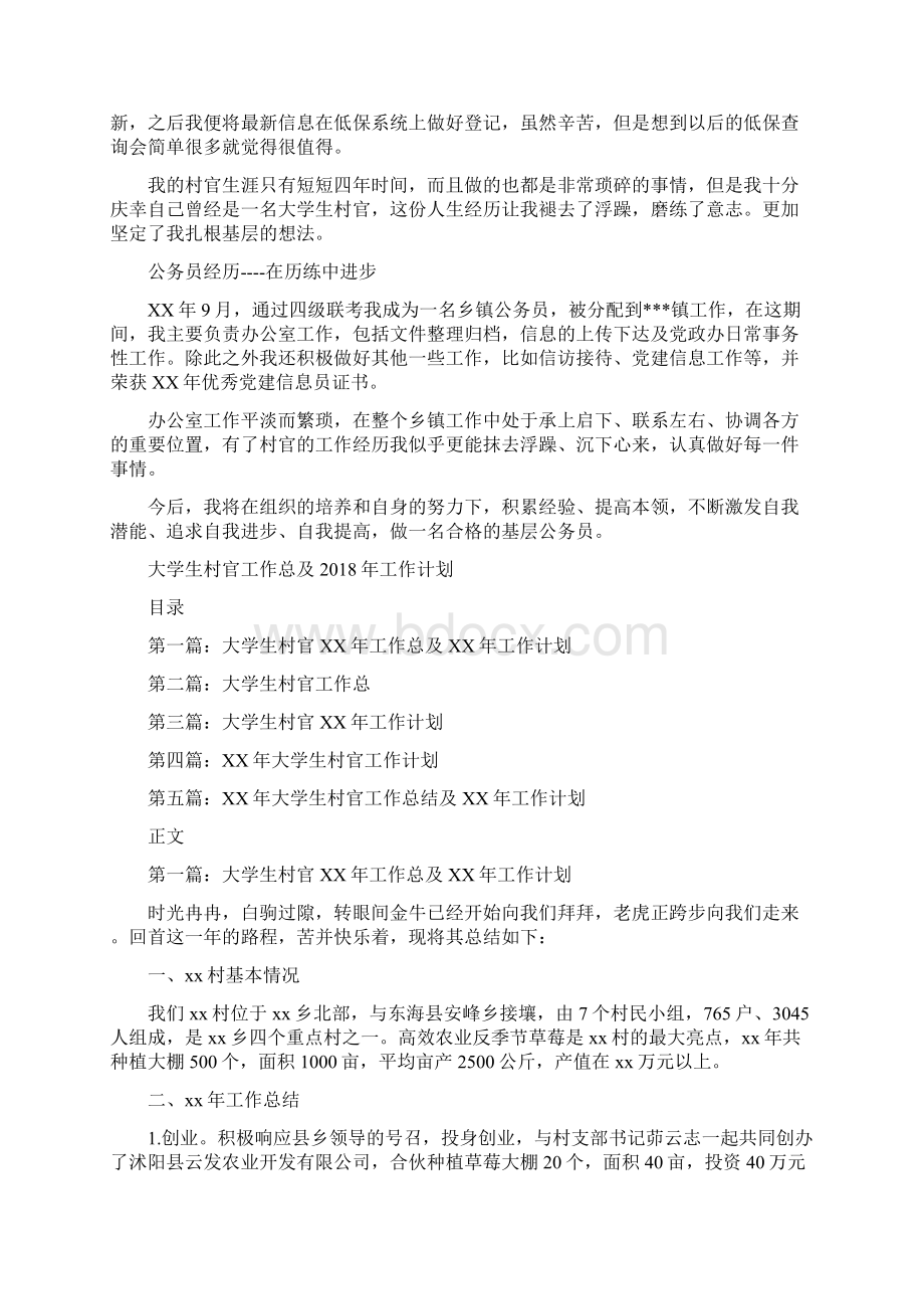 大学生村官公务员个人工作总结与大学生村官工作总结汇编.docx_第2页