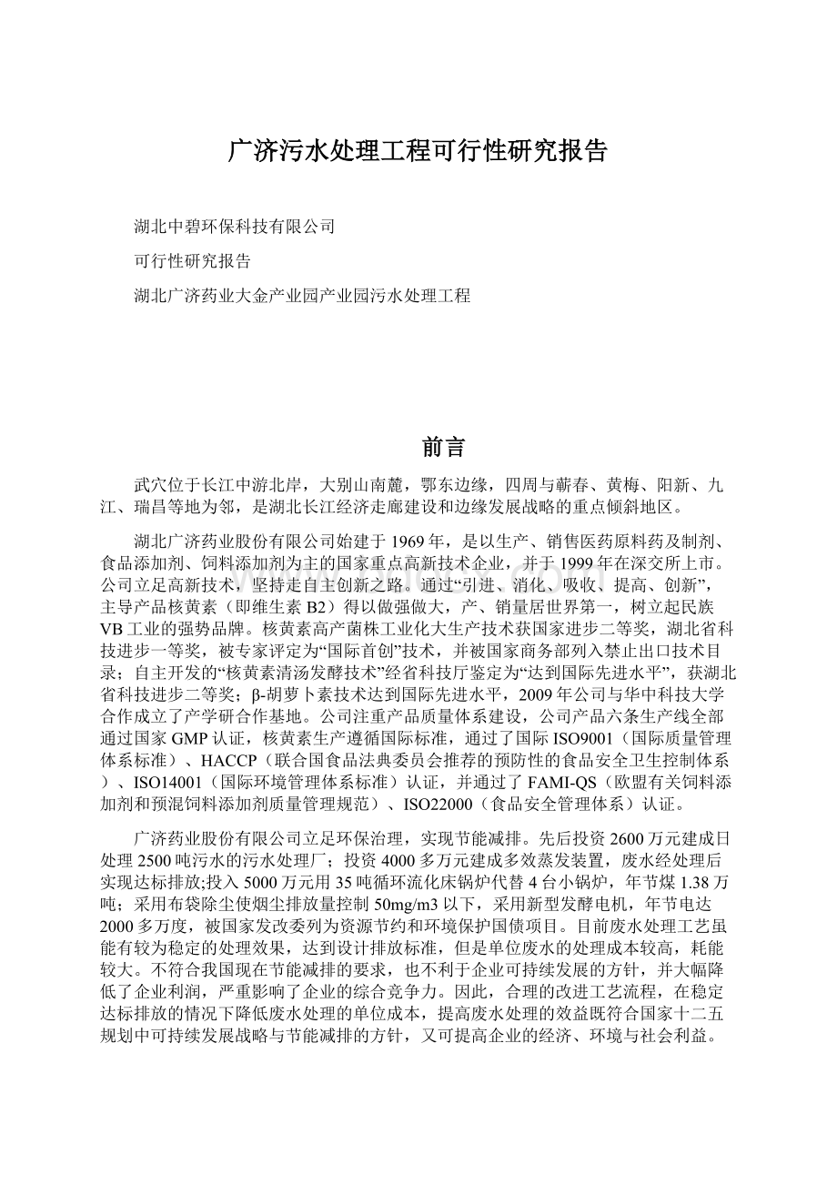 广济污水处理工程可行性研究报告Word文档格式.docx